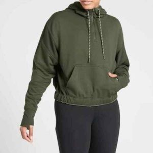 Athleta Olive Ascend Warm Up 1/4 Zip Hoodie